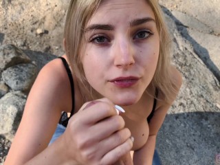Hiking in Yosemite ends with a public blowjob by cute teen – Eva Elfie