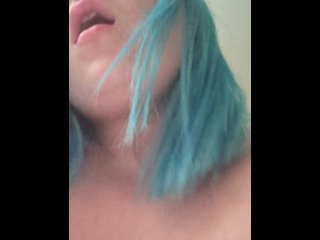 cute chubby, vertical video, colored hair, female orgasm