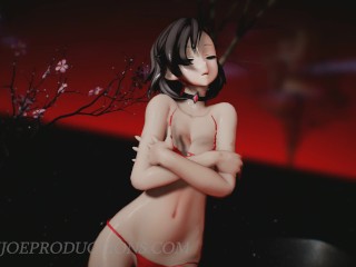 SFW MMD 4k UHD Mitsu with Red Bikini - Heart Attack - 1070