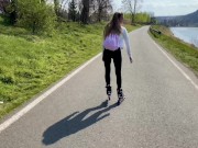 Preview 1 of Inline skating in tight leggings will always end with fucking- OUTDOOR FUCK