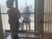 Preview 3 of AMBER SKY STRIPS NAKED IN FRONT OF WINDOW WASHER DURING QUARANTINE