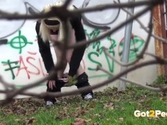Blonde Cutie Pees In The Street