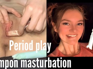 Masturbazione Mestruale Con Gioco e Inserimento Del Tampone! Sexy Ragazza Bianca Emily R