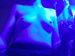 Stoner Babe Smokes Bong and Plays with Tits in Grow Room