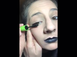 eye fetish, solo female, goth black lipstick, eyeliner