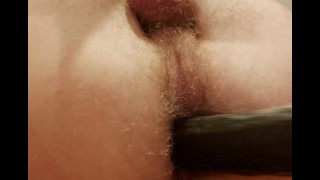Hairy boy anal dildo