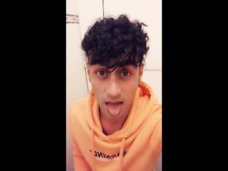 Twink tries to pee on a toilet like woman ( sitting piss with uncut cock )