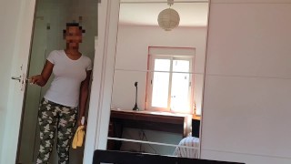 Cleaning lady help me cum. Hot ebony young maid fucking