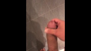 Horny guy moaning while masturbating and cumming