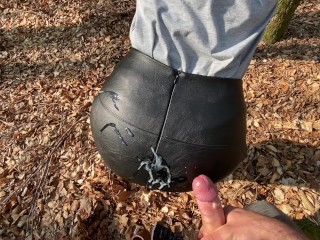 Amateur Stepmom is Fucked Outdoor in her Leather Skirt