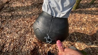 amateur stepmom is fucked outdoor in her leather skirt