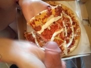 Preview 1 of Milf eats cum on pizza
