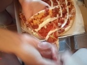 Preview 6 of Milf eats cum on pizza