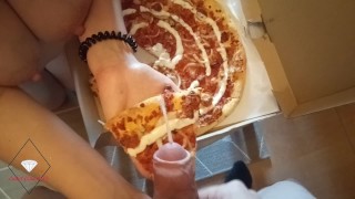 Milf Eats Pizza With Cum