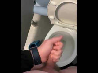 Rubbing myself off in the public toilets with big cumshot 