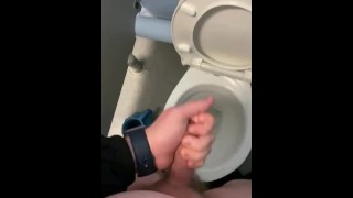 Rubbing myself off in the public toilets with big cumshot 
