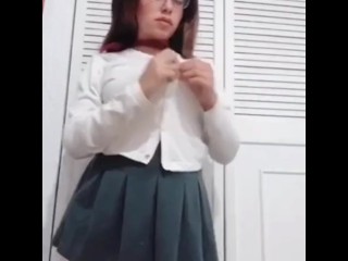 Beautiful Schoolgirl with Creamy Pussy Masturbates until Squirting
