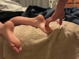 Tickling and massaging girlfriends feet (cum on feet)