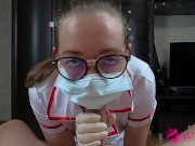 Preview 4 of Very Horny sexy nurse suck dick and fucks her patient with facial
