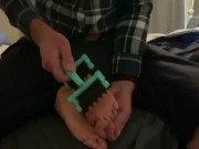Preview 2 of Tickling, licking and cumming on restrained teen feet