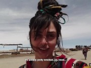 Preview 1 of Very Risky Blowjob at Uyuni Salar (TWO CUMSHOTS)- Amateur Porn Vlog 6