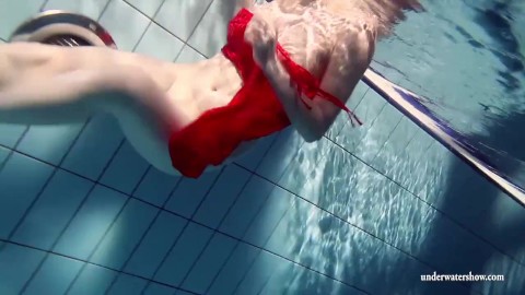 Russian teenie Lucie goes underwater swimming