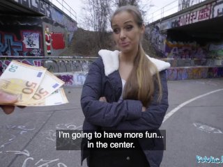 Public Agent Kinuski fucks a big Spanish cock outside under a tunnel