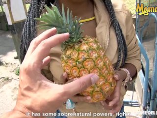 Carne Del Mercado - Curvy Ebony Teen Rides White Cock After Work