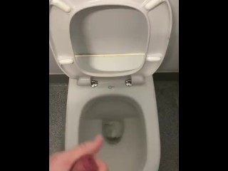 Playing with myself in the Public Toilets Shooting my Big Cumshot