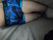Preview 1 of Twink Pisses Underwear CUMS and Pisses again in bed HANDSFREE