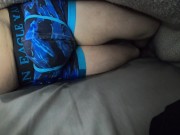 Preview 2 of Twink Pisses Underwear CUMS and Pisses again in bed HANDSFREE