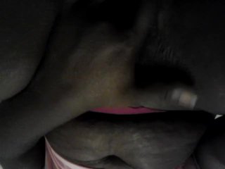 Freaky ebony plays with pussy with company in the house