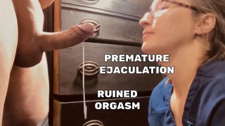 Voortijdige ejaculatie, zoete verpleegsterlippen op lul doen hem klaarkomen in 48 seconden