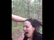 Preview 3 of 19 yo girl gets her face and throat fucked in the forest