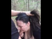 Preview 5 of 19 yo girl gets her face and throat fucked in the forest