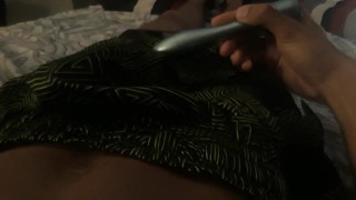 Tied mixed teen femboy jerks off and plays with new vibrator