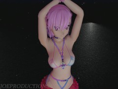 MMD SFW 4k Sexy Pink Misaka Bondage Bikini - Crab Rave - 1078
