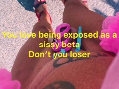 sissy public humiliation walking the streets half naked