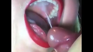 close up big cum in mouth 