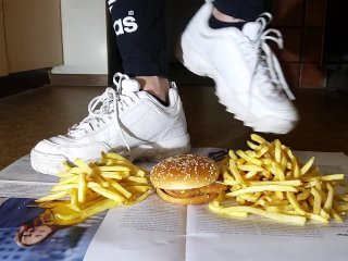 Burger Crushing with Fila Disruptor Sneaker