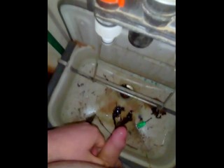 Teen Boy cum in a dirty sink