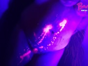 Preview 3 of Neon UV Paint Sploshing! Blacklight Synth Rave Music Video