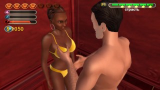 Sex in the fitting room with a beautiful Mulatto [Game Video]