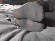 Preview 5 of Foot fetish legs in gray opaque tights trailer