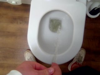 Fat Teen Boy piss in a Public toilet