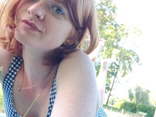 Super Hot French Redhead Domina with Gorgeous Feet Enjoys the Sun