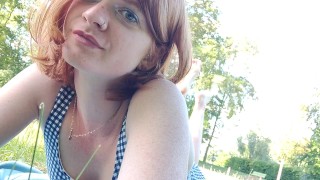 Super Hot French Redhead Domina With Gorgeous Feet Enjoys The Sun