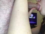 Preview 1 of He gave a roommate a mouth. Blowjob close up with cum in mouth