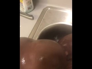 owie gold, big soapy tits, amateur, soapy handjob