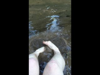 sfw, redhead, hiking, hairy legs